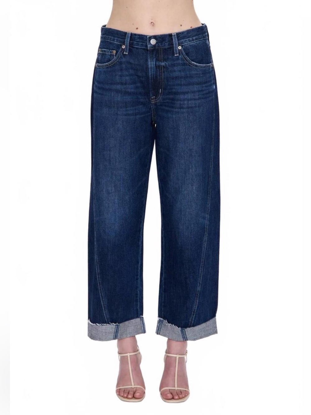 Pistola Kacey Mid-Rise Cuffed Boyfriend Barrel Jeans in Cultivate 27
